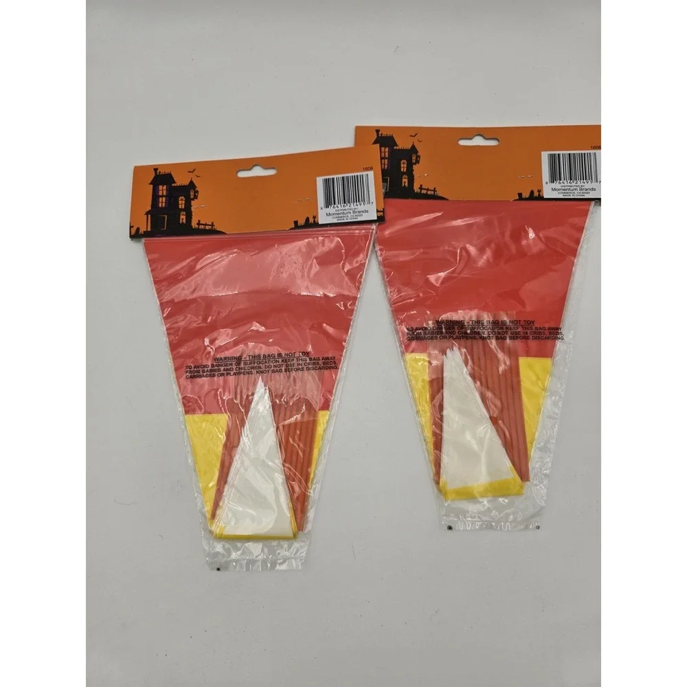 30 Halloween‎ Cellophane Treat Bags Candy Corn Cone Shape Cello Twist Tie